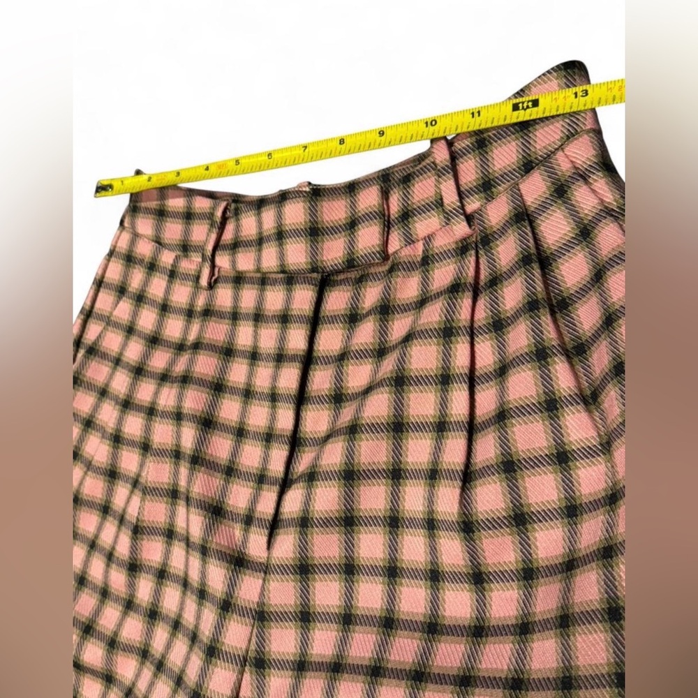 NWT Anthropologie FRNCH Palmer Pink Plaid Wide Leg Trousers XS - Picture 4 of 7